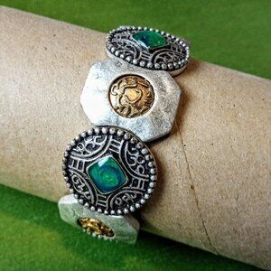 Vintage Chico's Hammered Silver Boho Link Bracelet